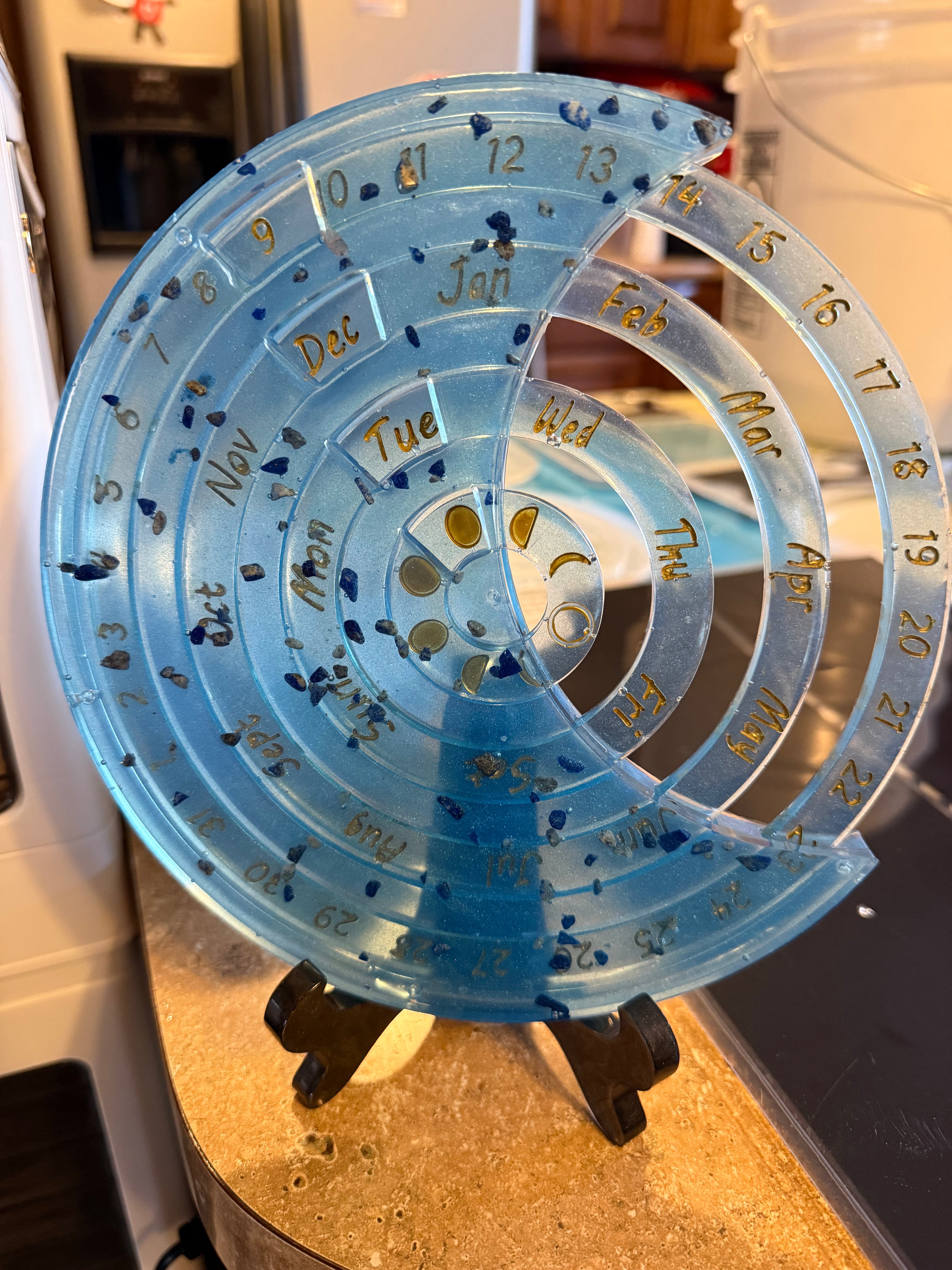 Resin Perpetual Lunar Calendar- Handcrafted Spiral Moon Tracker